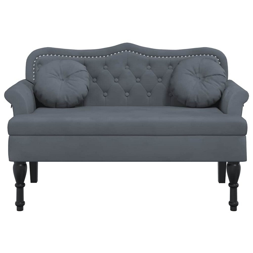vidaXL Bench with Cushions Dark Grey 47.4x25.6x29.5" Velvet