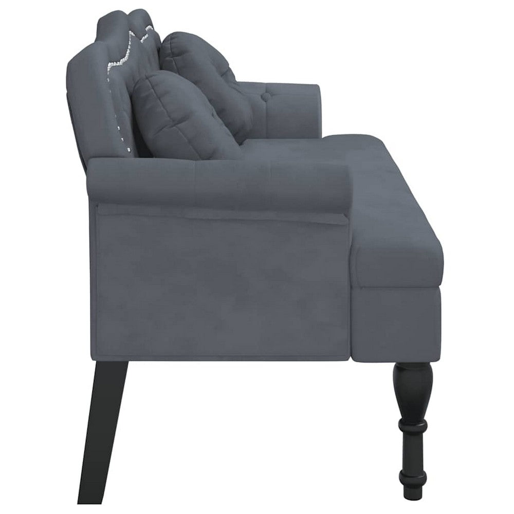vidaXL Bench with Cushions Dark Grey 47.4x25.6x29.5" Velvet