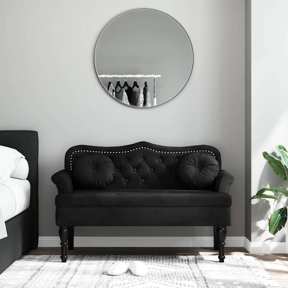 vidaXL Bench with Cushions Black 47.4x25.6x29.5" Velvet