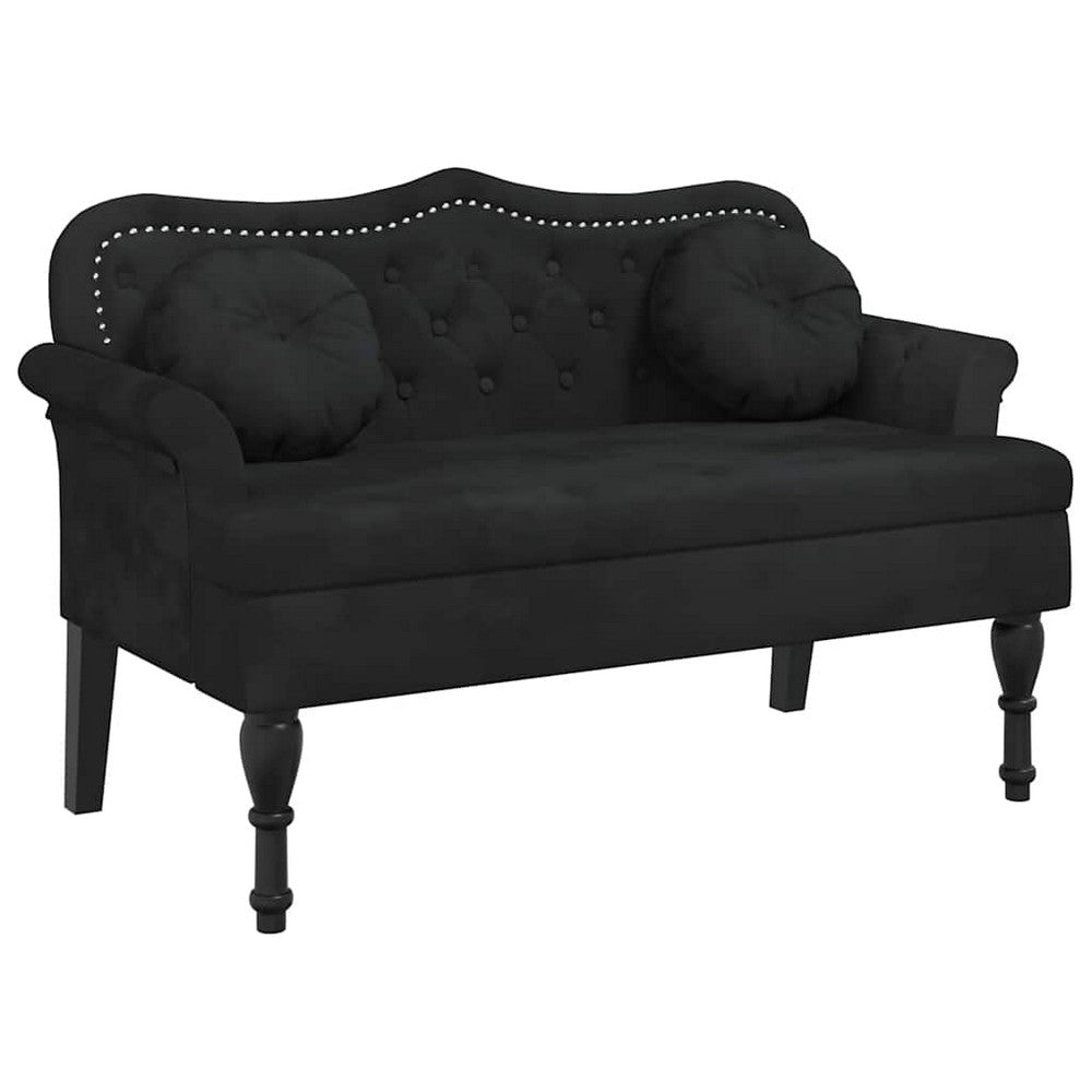 vidaXL Bench with Cushions Black 47.4x25.6x29.5" Velvet