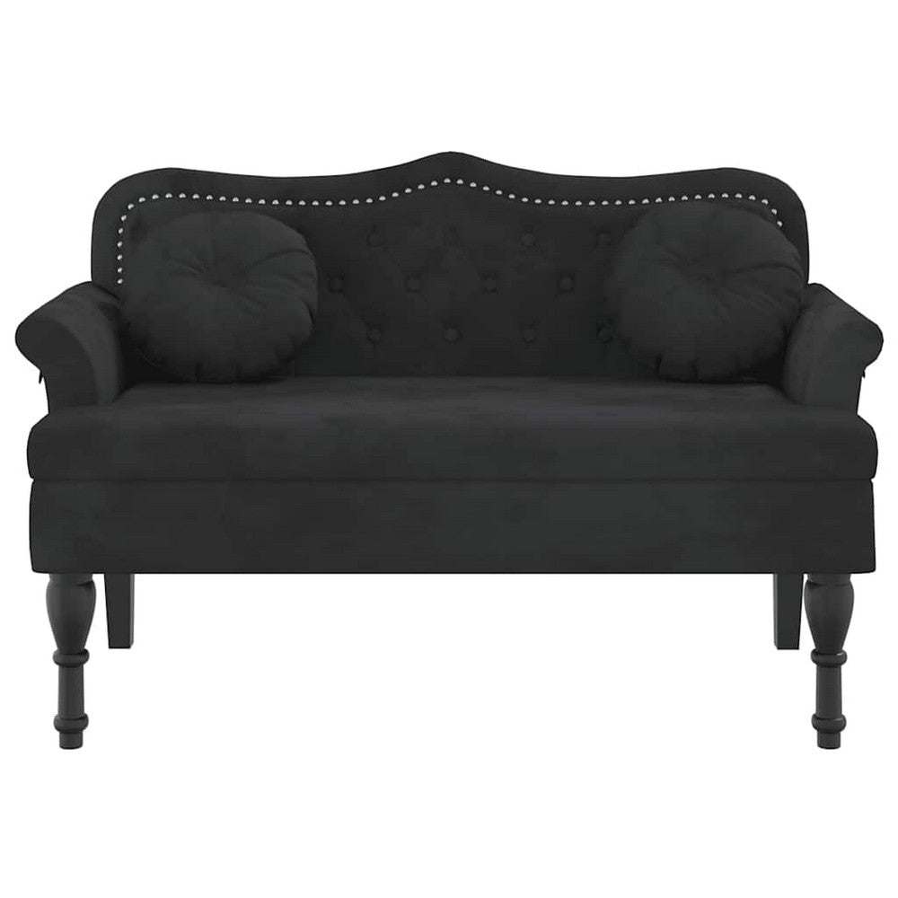 vidaXL Bench with Cushions Black 47.4x25.6x29.5" Velvet