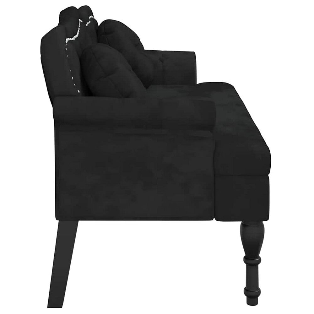 vidaXL Bench with Cushions Black 47.4x25.6x29.5" Velvet