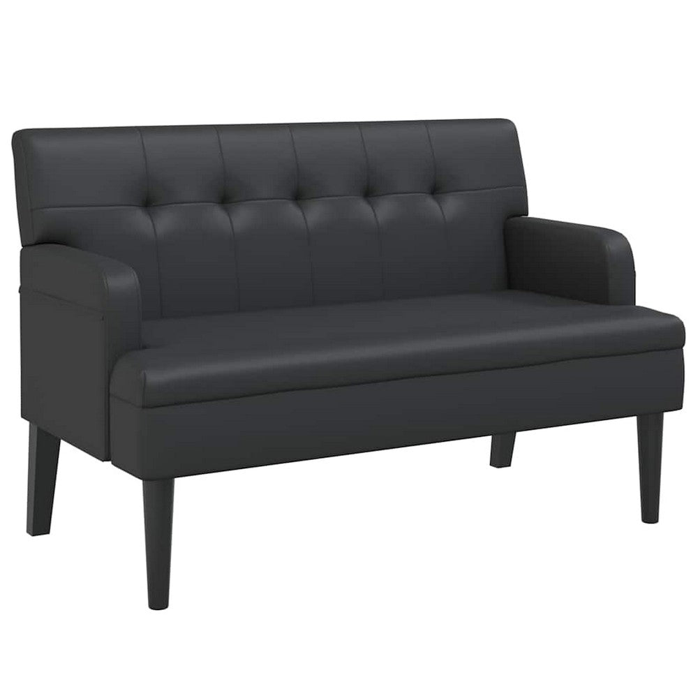 vidaXL Bench with Backrest Black 44.1x25.8x29.5" Faux Leather