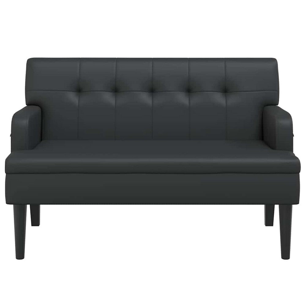 vidaXL Bench with Backrest Black 44.1x25.8x29.5" Faux Leather