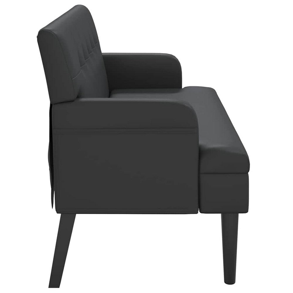 vidaXL Bench with Backrest Black 44.1x25.8x29.5" Faux Leather