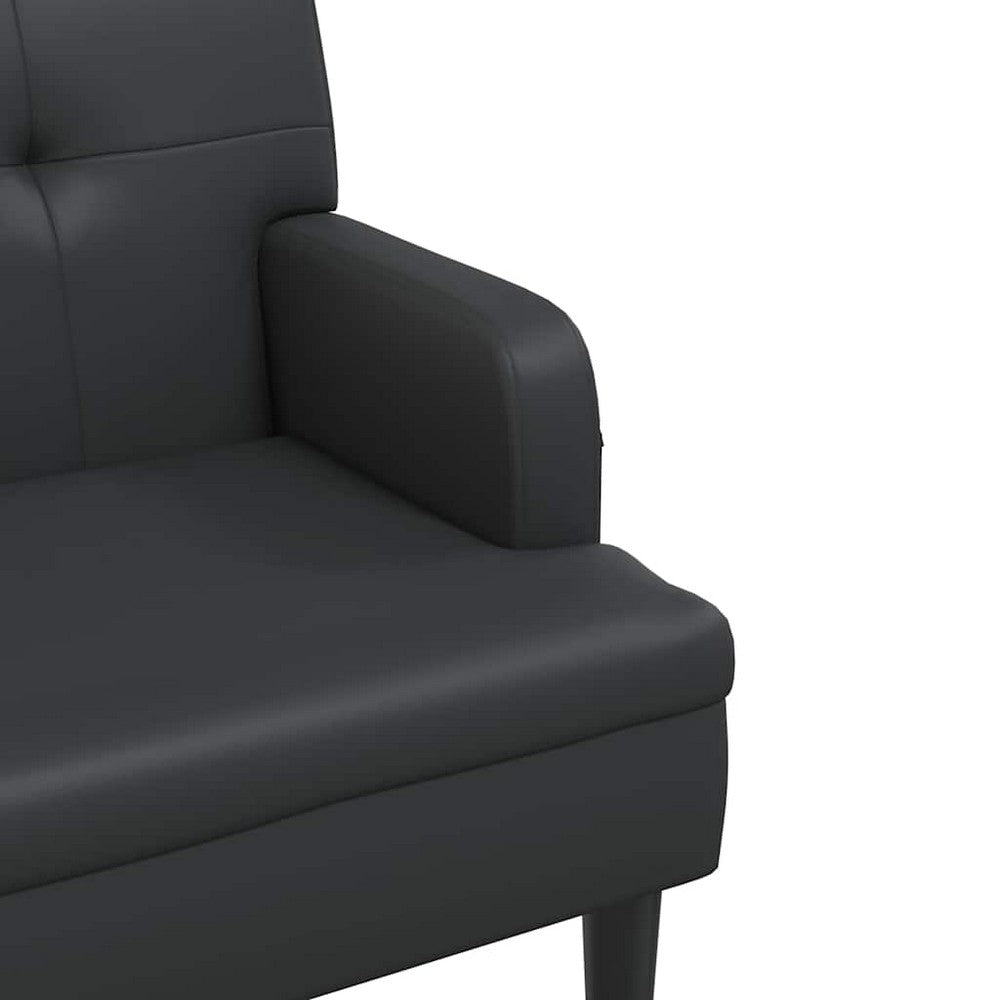 vidaXL Bench with Backrest Black 44.1x25.8x29.5" Faux Leather