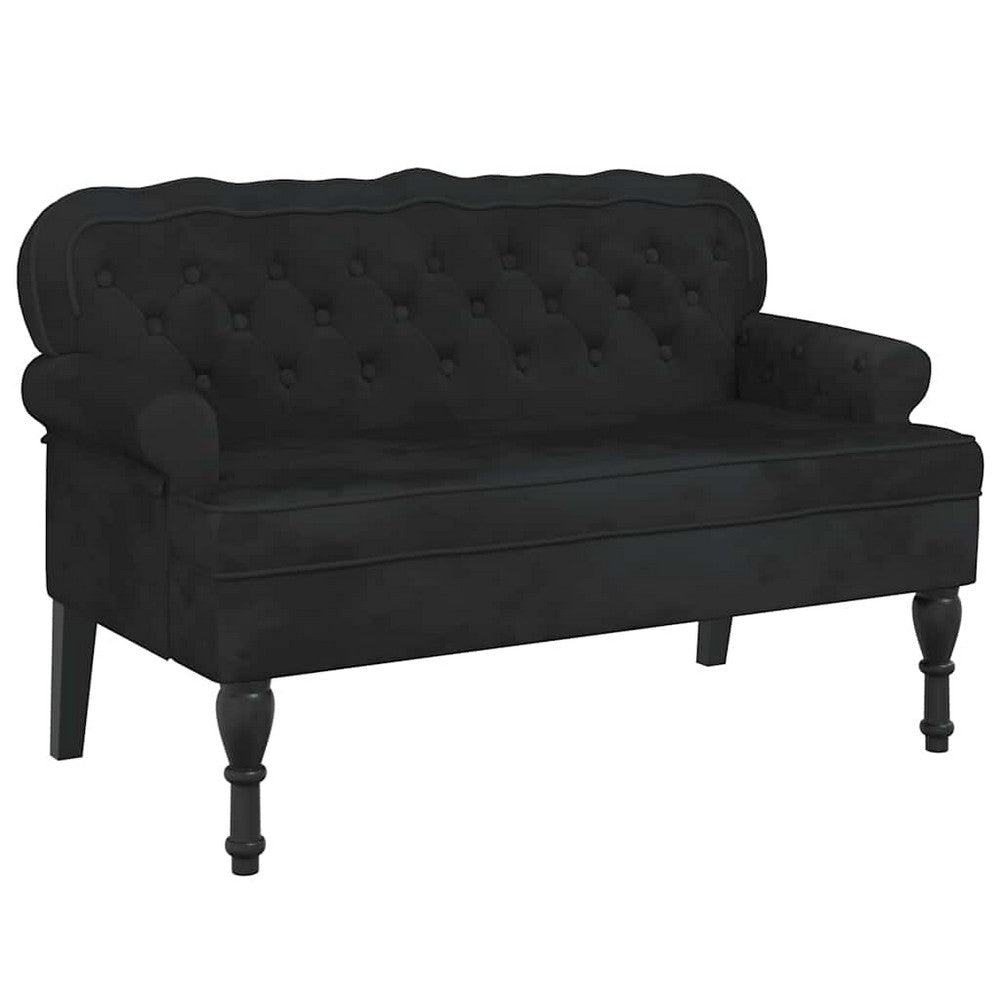 vidaXL Bench with Backrest Black 47.0x25.4x29.5" Velvet