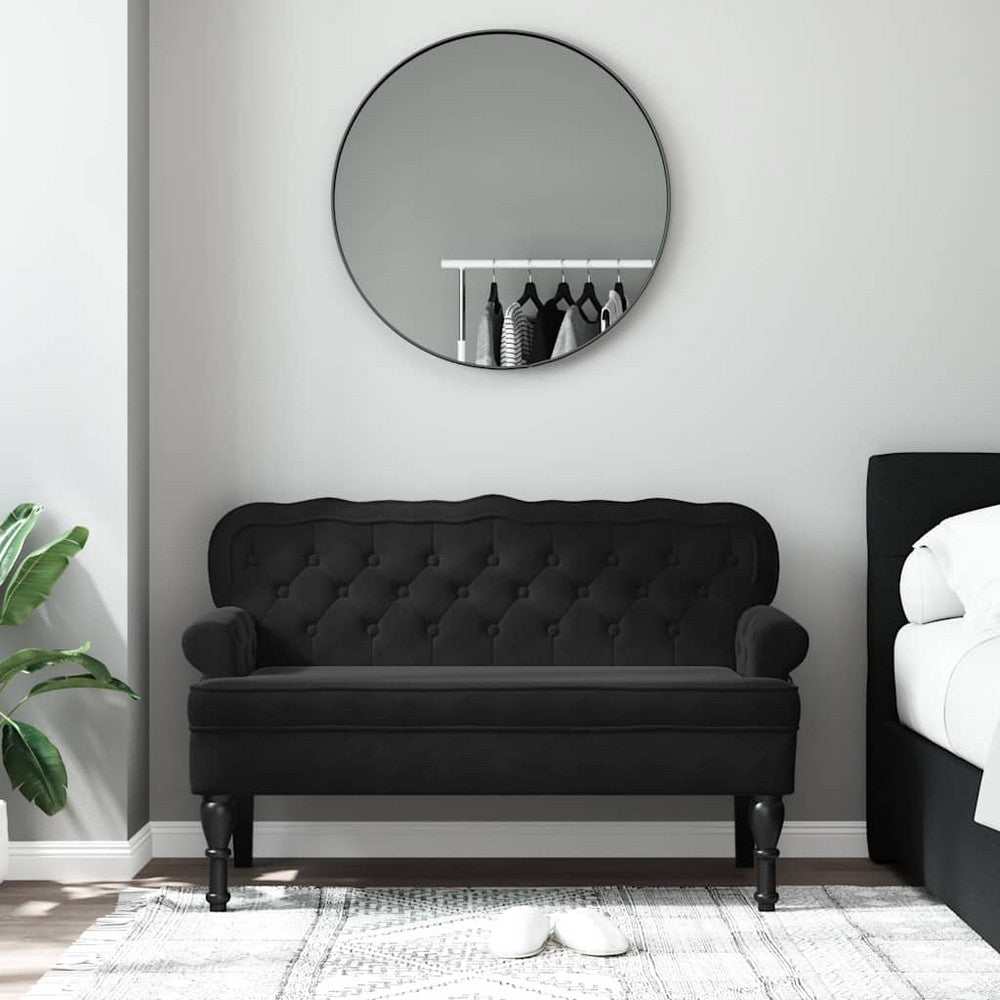 vidaXL Bench with Backrest Black 47.0x25.4x29.5" Velvet