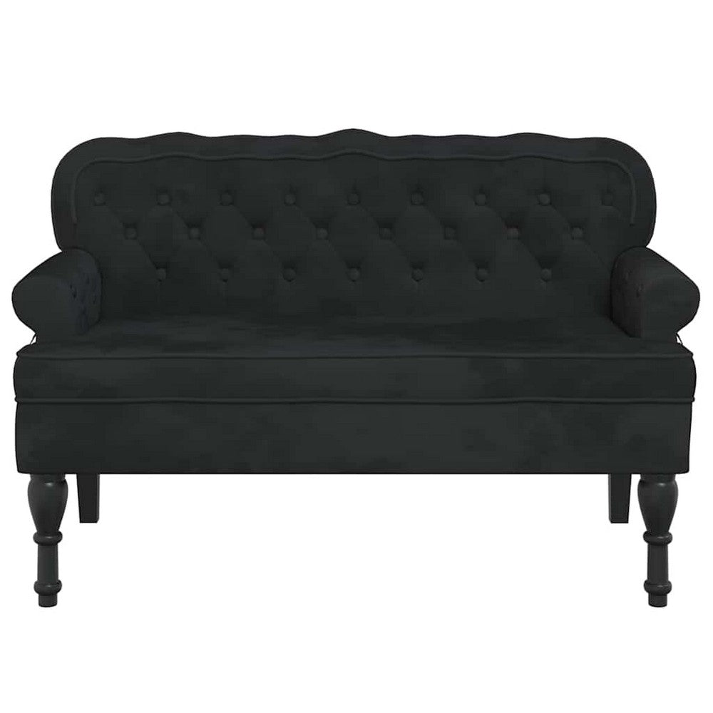 vidaXL Bench with Backrest Black 47.0x25.4x29.5" Velvet