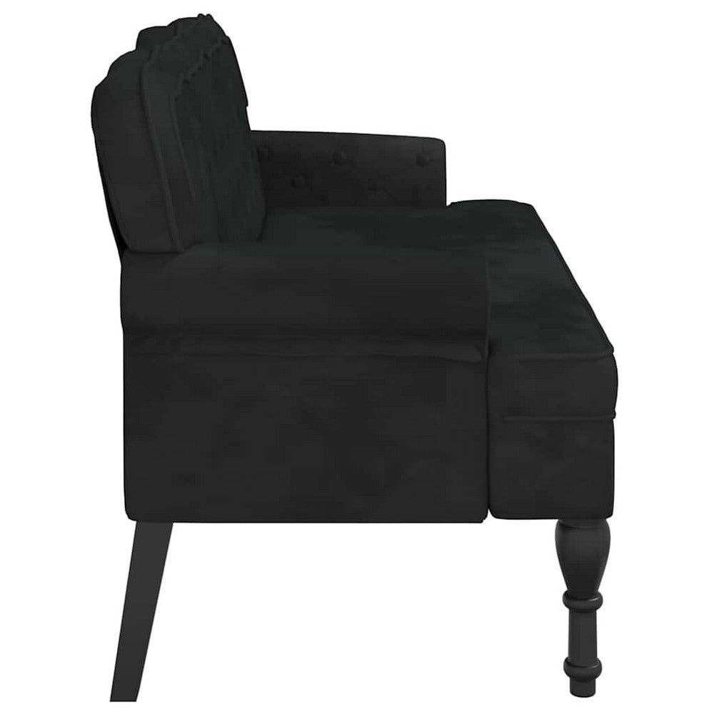vidaXL Bench with Backrest Black 47.0x25.4x29.5" Velvet