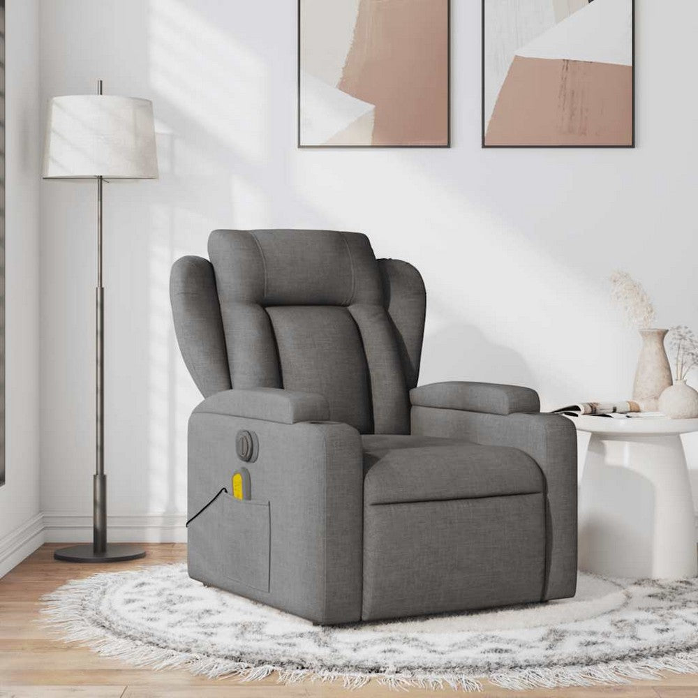 vidaXL Massage Recliner Chair Dark Gray Fabric