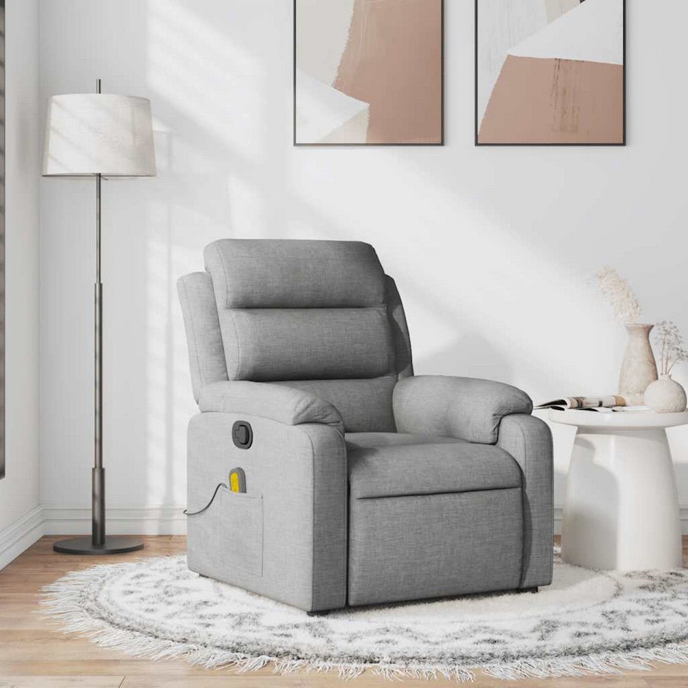 vidaXL Massage Recliner Chair Light Gray Fabric