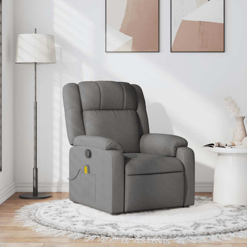 vidaXL Massage Recliner Chair Dark Gray Fabric