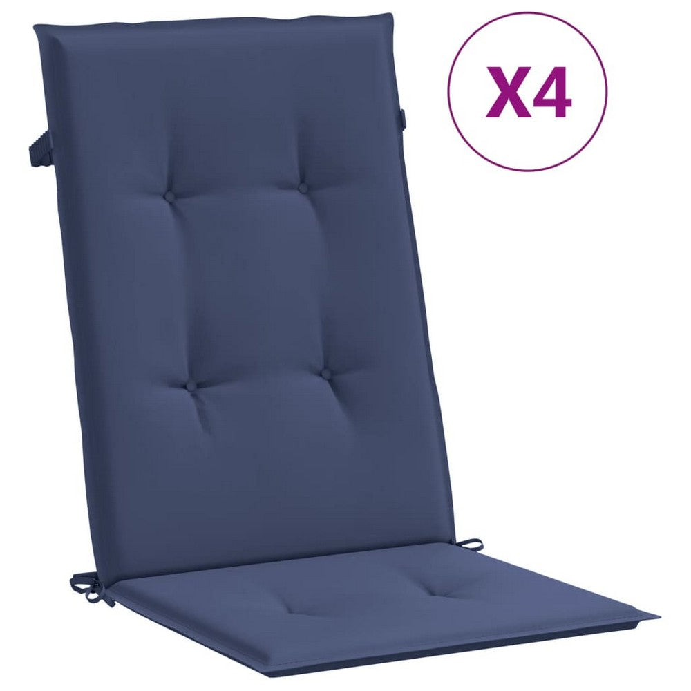 Amber Outdoor high back Chair Cushions | Set of 4 | Navy Blue Polyester