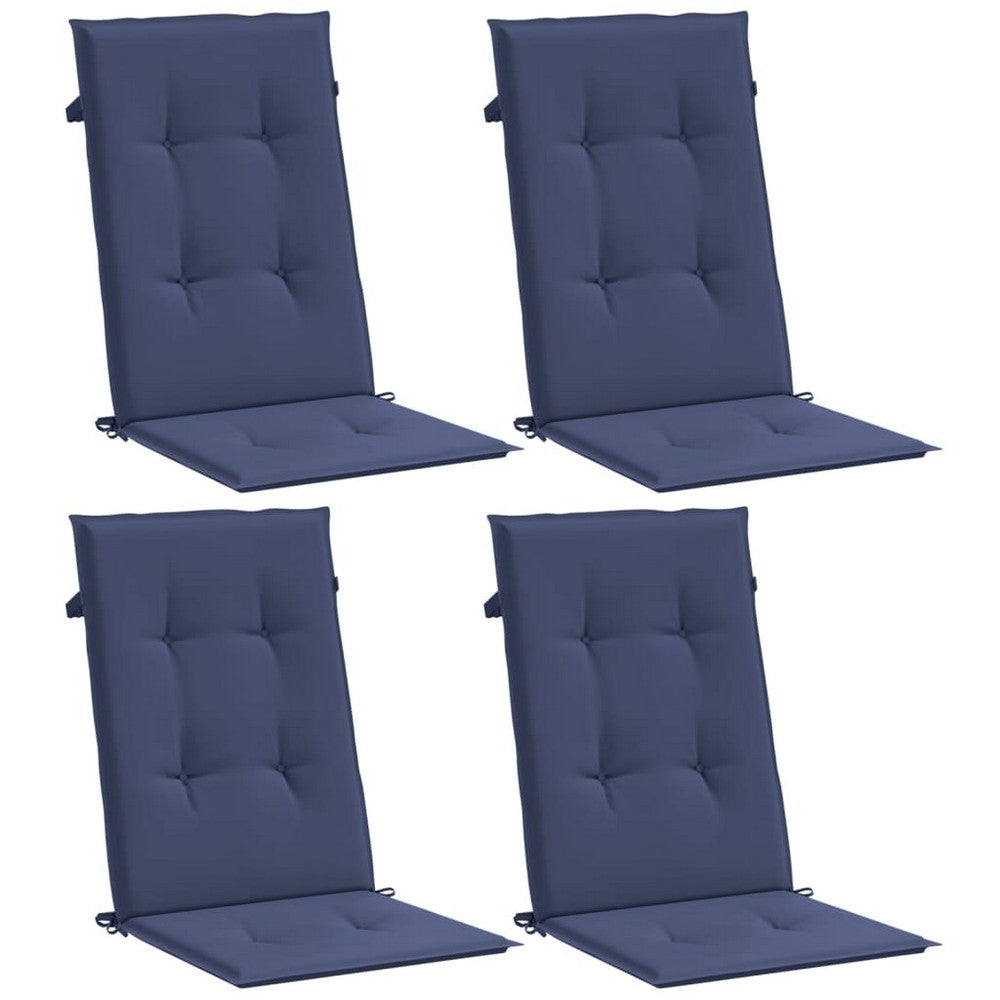 Amber Outdoor high back Chair Cushions | Set of 4 | Navy Blue Polyester