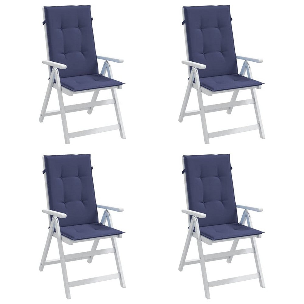 Amber Outdoor high back Chair Cushions | Set of 4 | Navy Blue Polyester