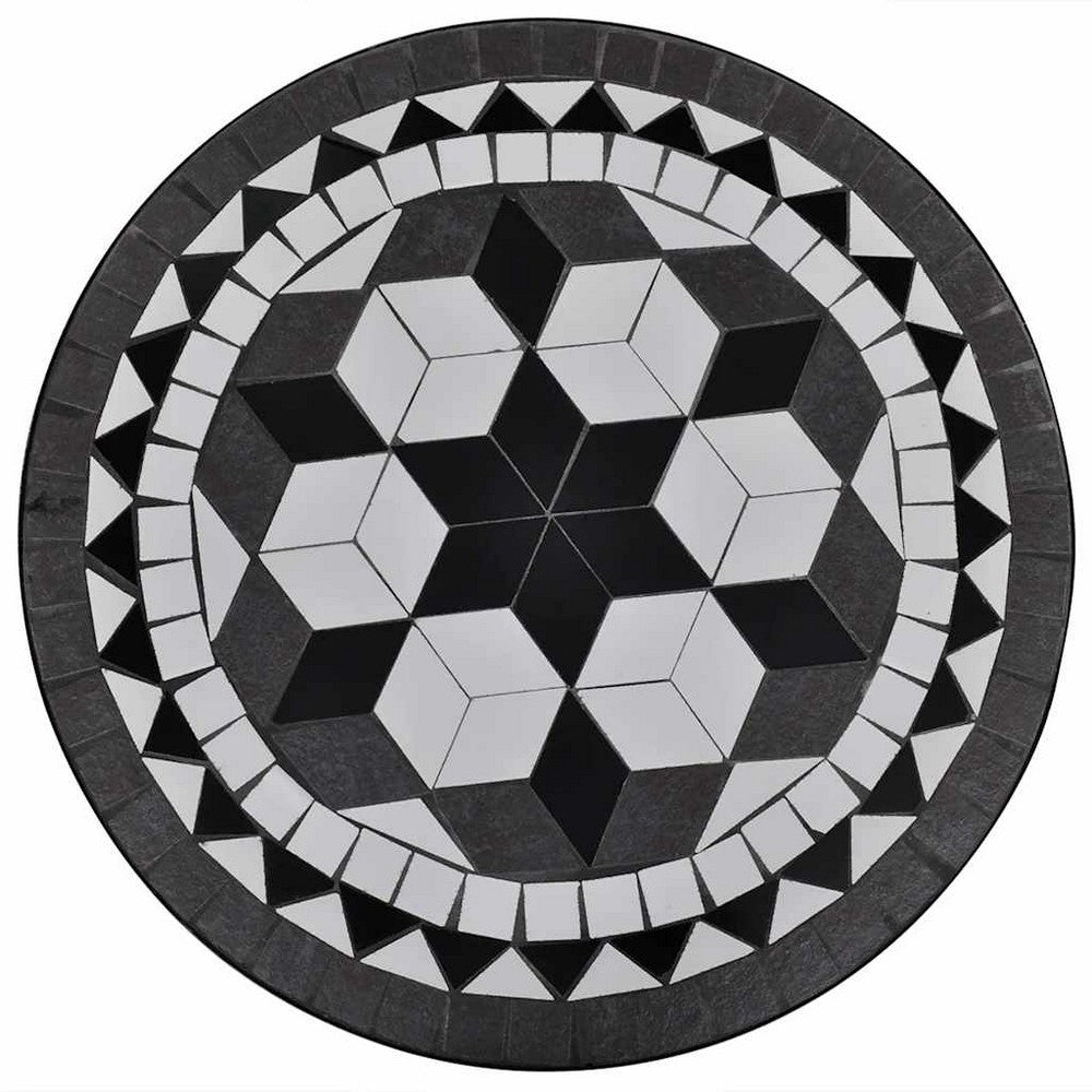 vidaXL Bistro Table Black and White 23.6" Mosaic