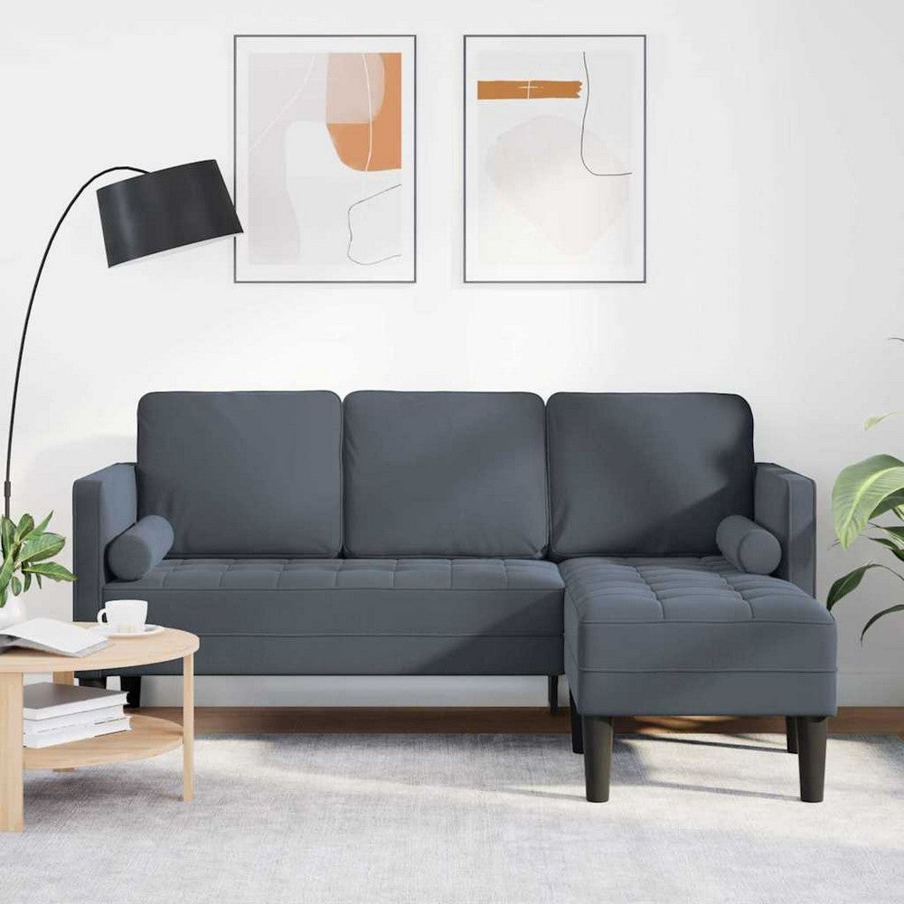 vidaXL Sofa Set with Cushion Dark Grey Polyester