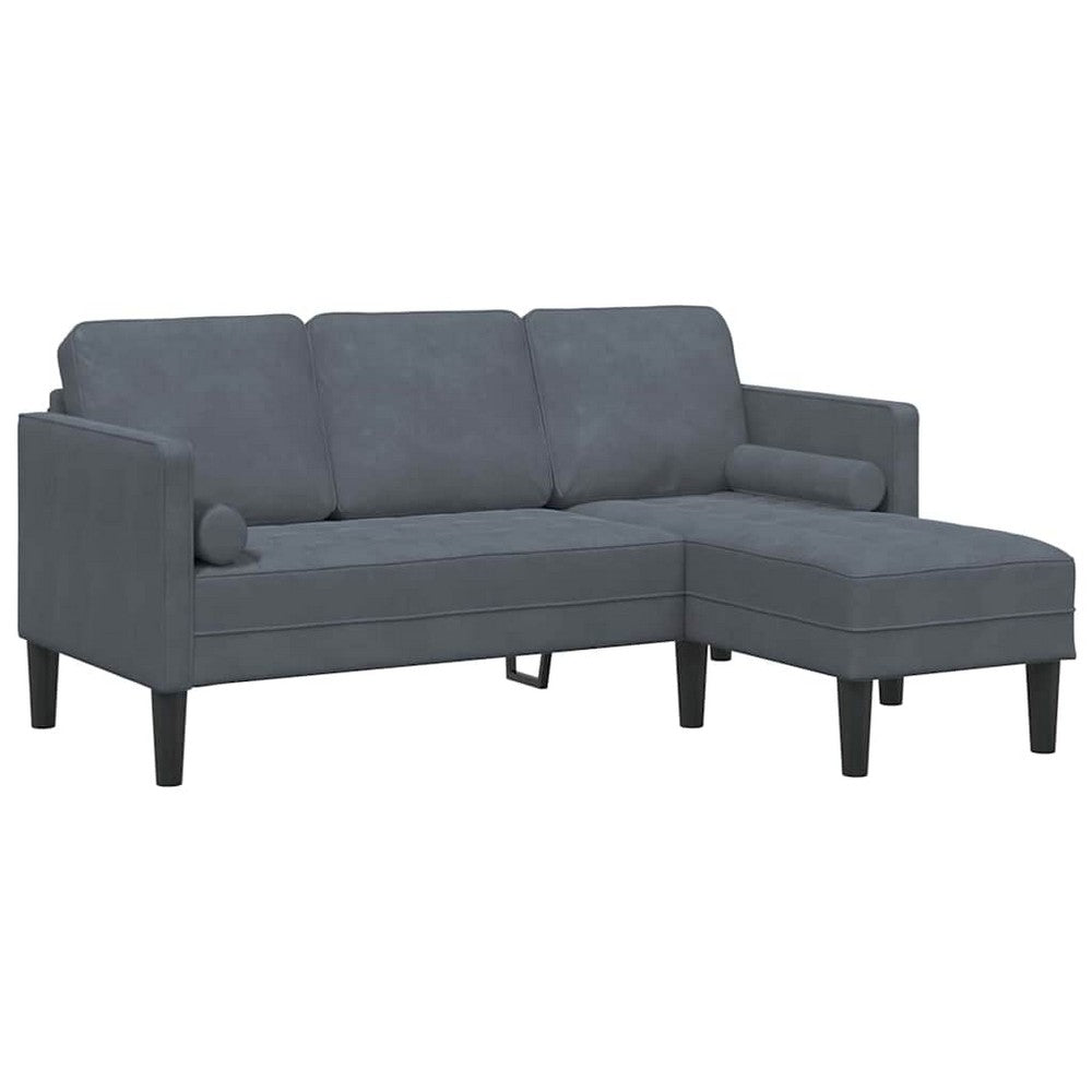 vidaXL Sofa Set with Cushion Dark Grey Polyester
