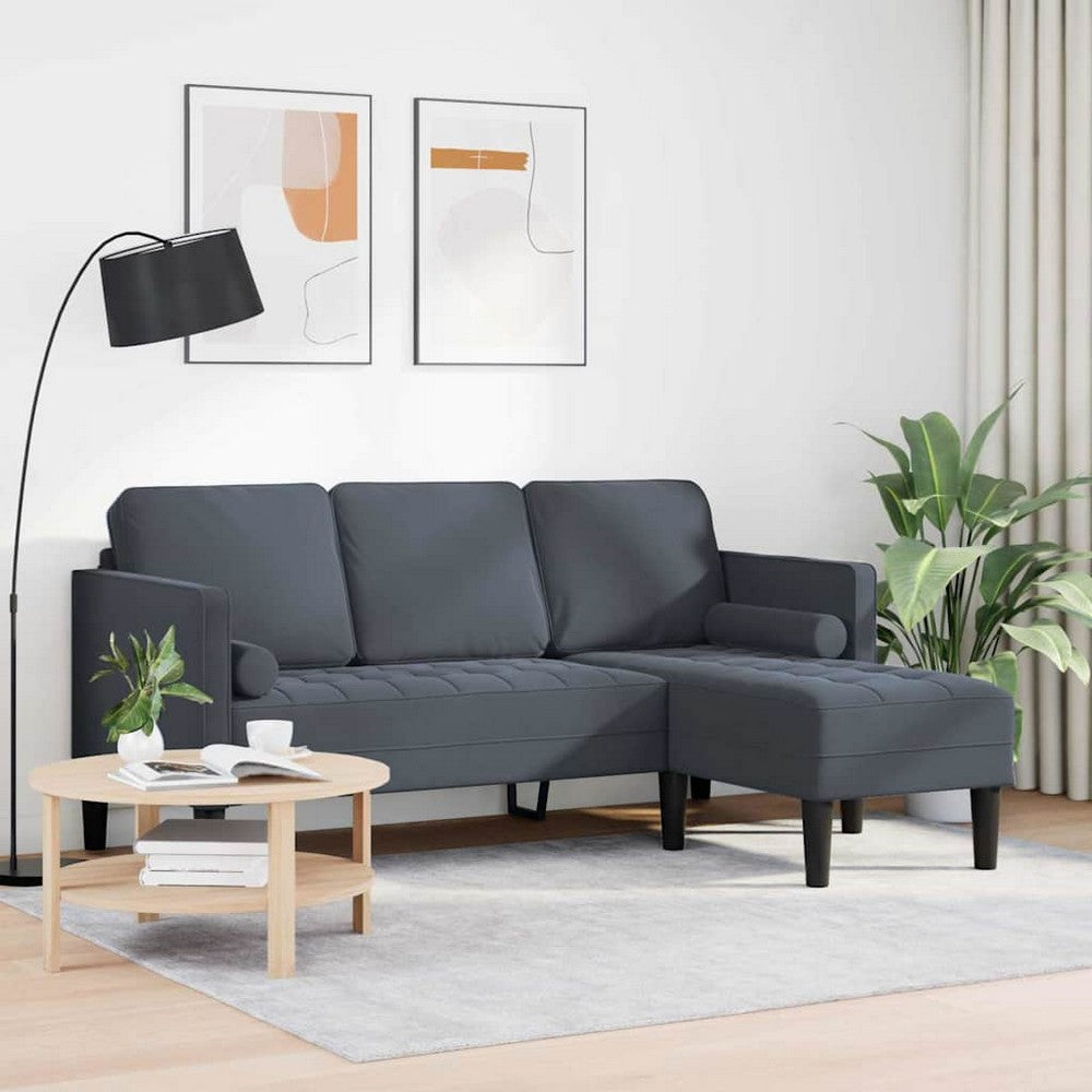 vidaXL Sofa Set with Cushion Dark Grey Polyester