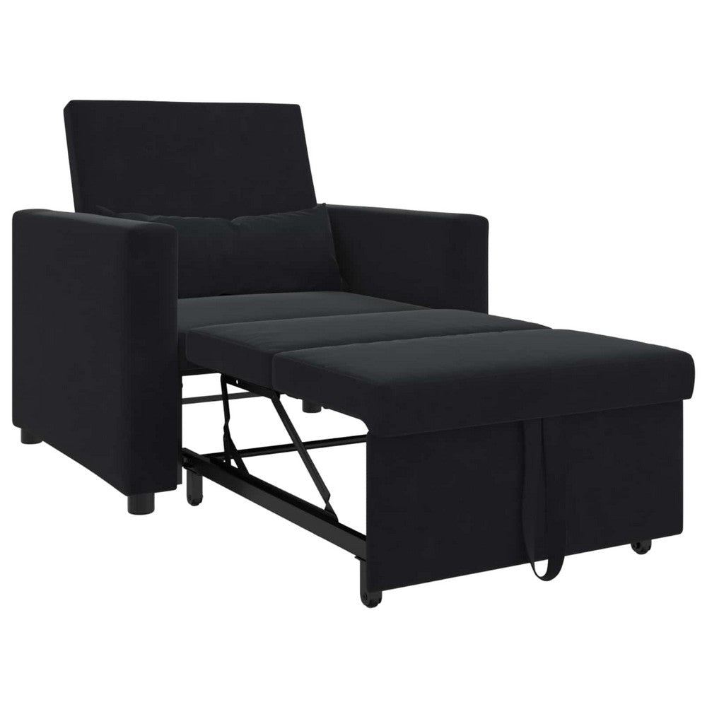 vidaXL Pull out Sofa Bed Single with Wheels Black Velvet