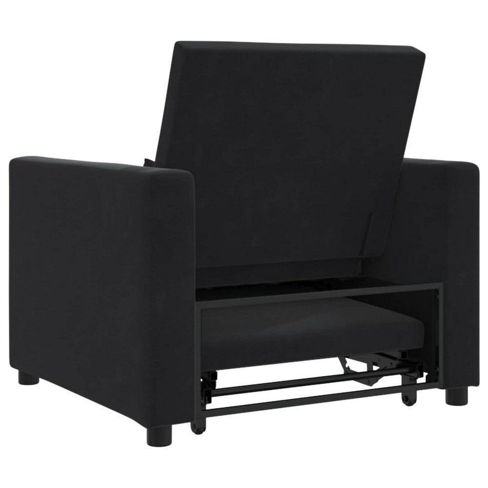 vidaXL Pull out Sofa Bed Single with Wheels Black Velvet