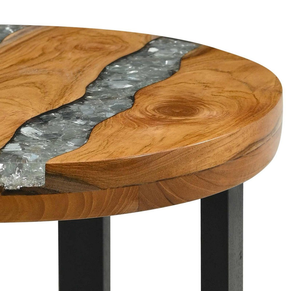 vidaXL Coffee Table Brown 15.75 x 15.75 x 17.72 in Solid Teak Wood