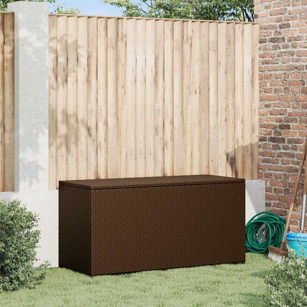 Cyrus Outdoor Storage Chest with Lift Lid | Steel | Brown Poly Rattan 47"
