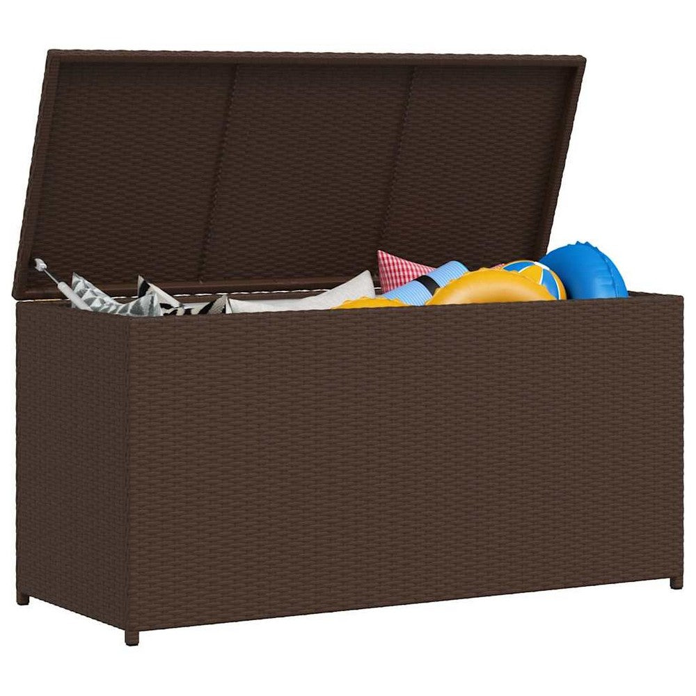 Cyrus Outdoor Storage Chest with Lift Lid | Steel | Brown Poly Rattan 47"