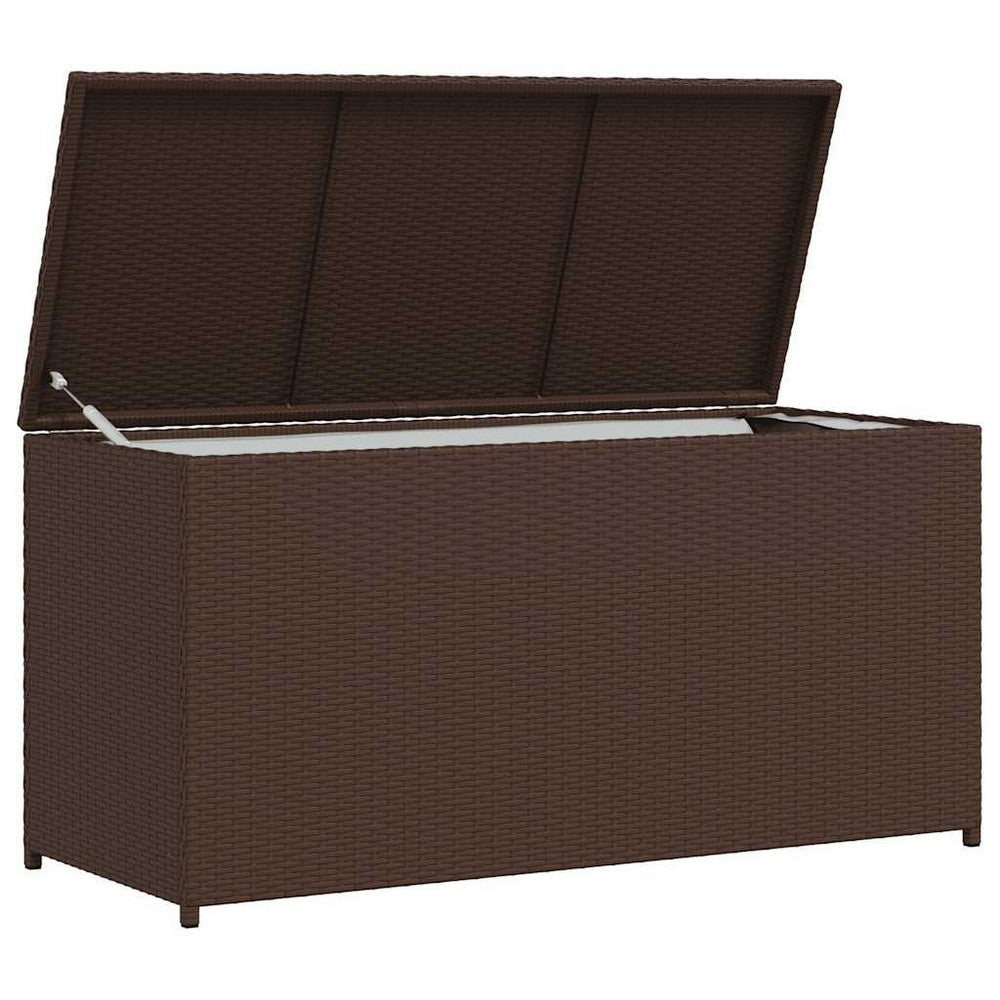 Cyrus Outdoor Storage Chest with Lift Lid | Steel | Brown Poly Rattan 47"