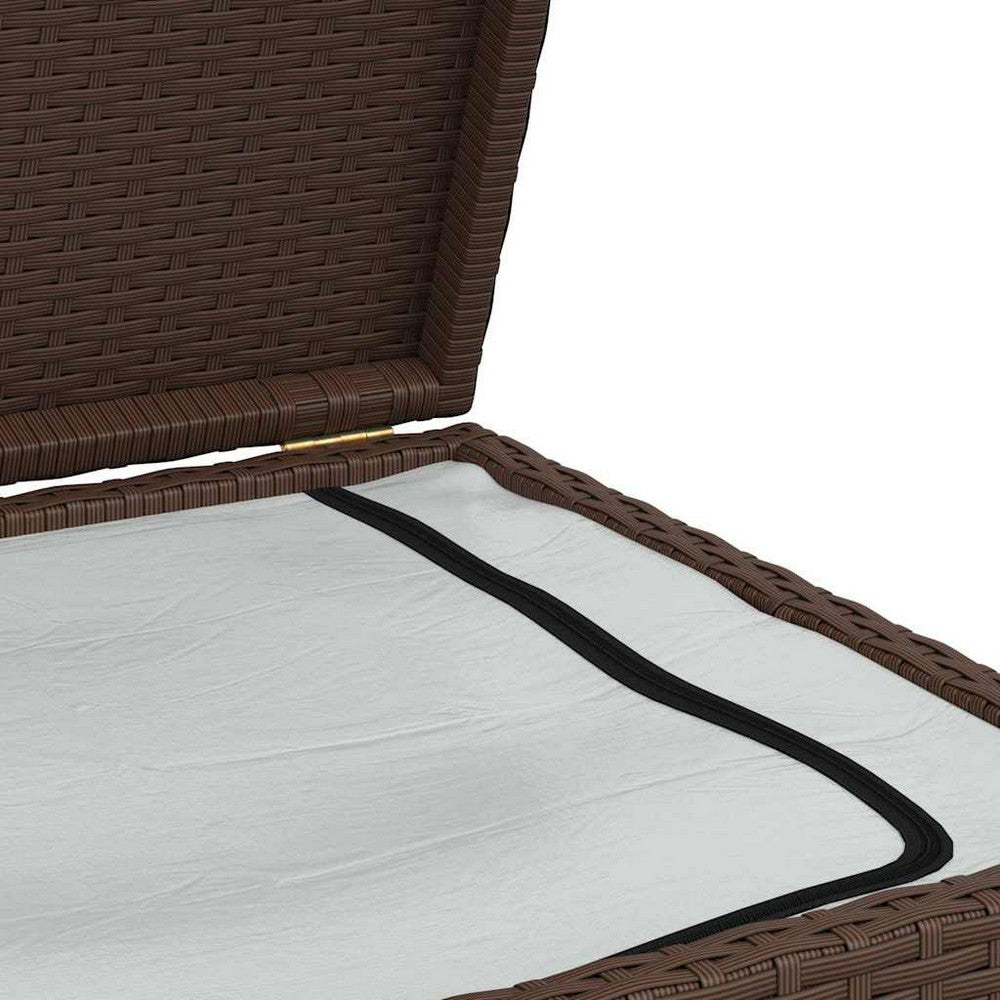 Cyrus Outdoor Storage Chest with Lift Lid | Steel | Brown Poly Rattan 47"