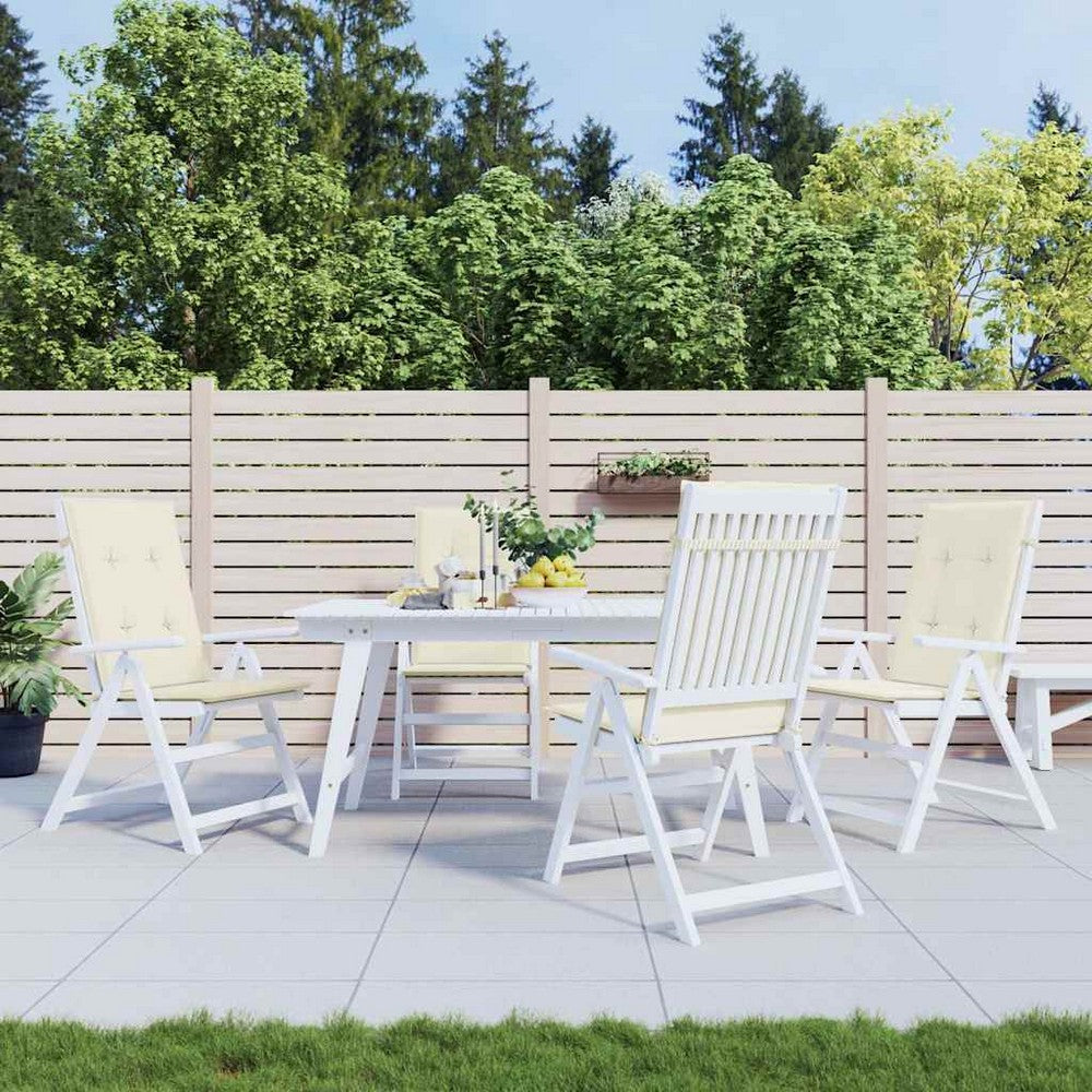Amber Outdoor high back Chair Cushions | Set of 4 | Cream Polyester