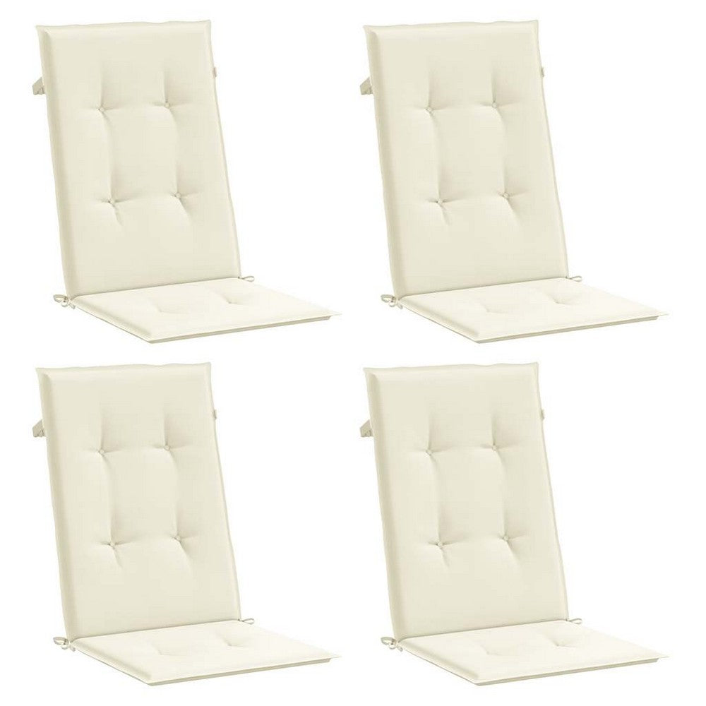 Amber Outdoor high back Chair Cushions | Set of 4 | Cream Polyester