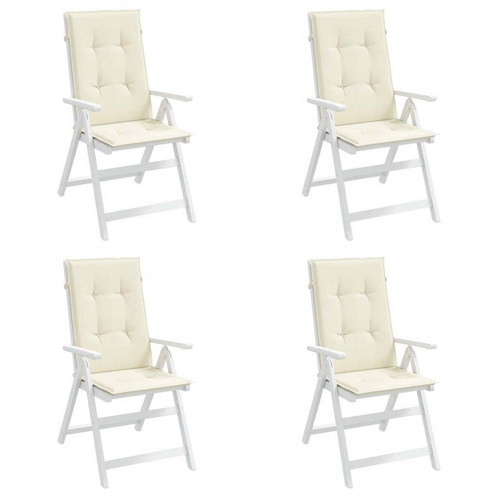 Amber Outdoor high back Chair Cushions | Set of 4 | Cream Polyester
