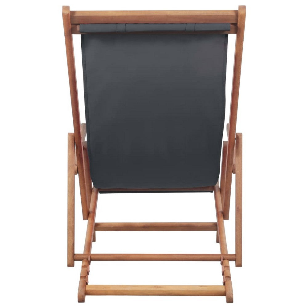 Saba Outdoor Adjustable Folding Beach Chair | Gray Eucalyptus Wood