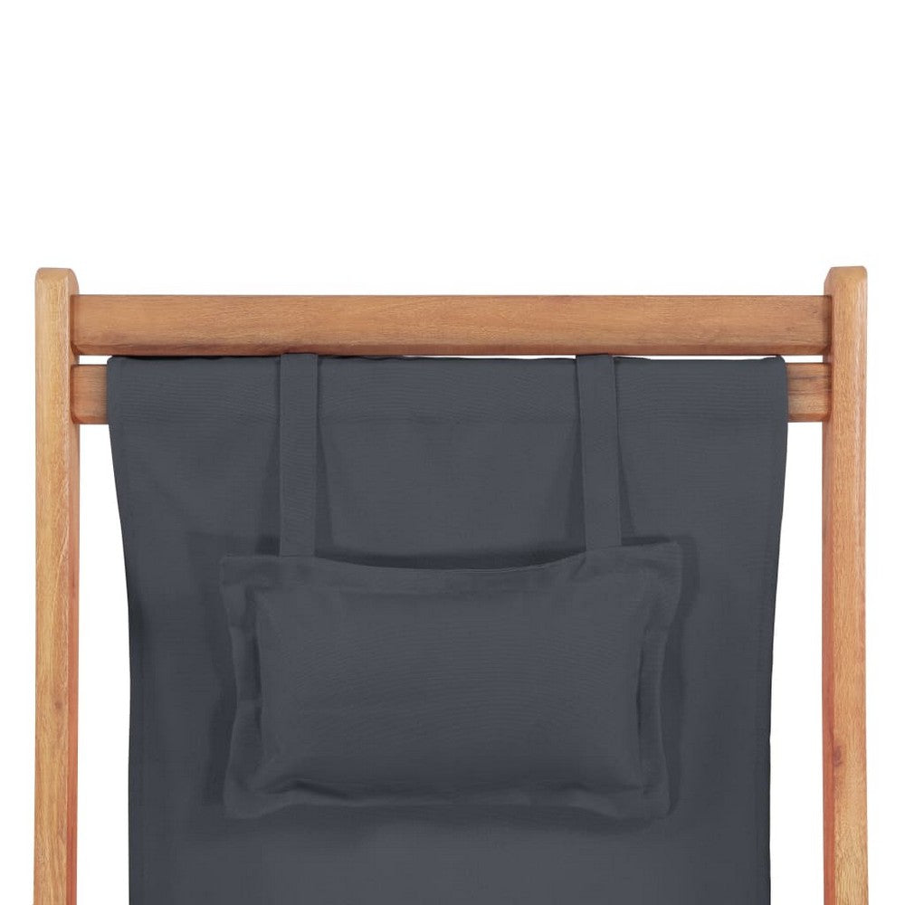 Saba Outdoor Adjustable Folding Beach Chair | Gray Eucalyptus Wood