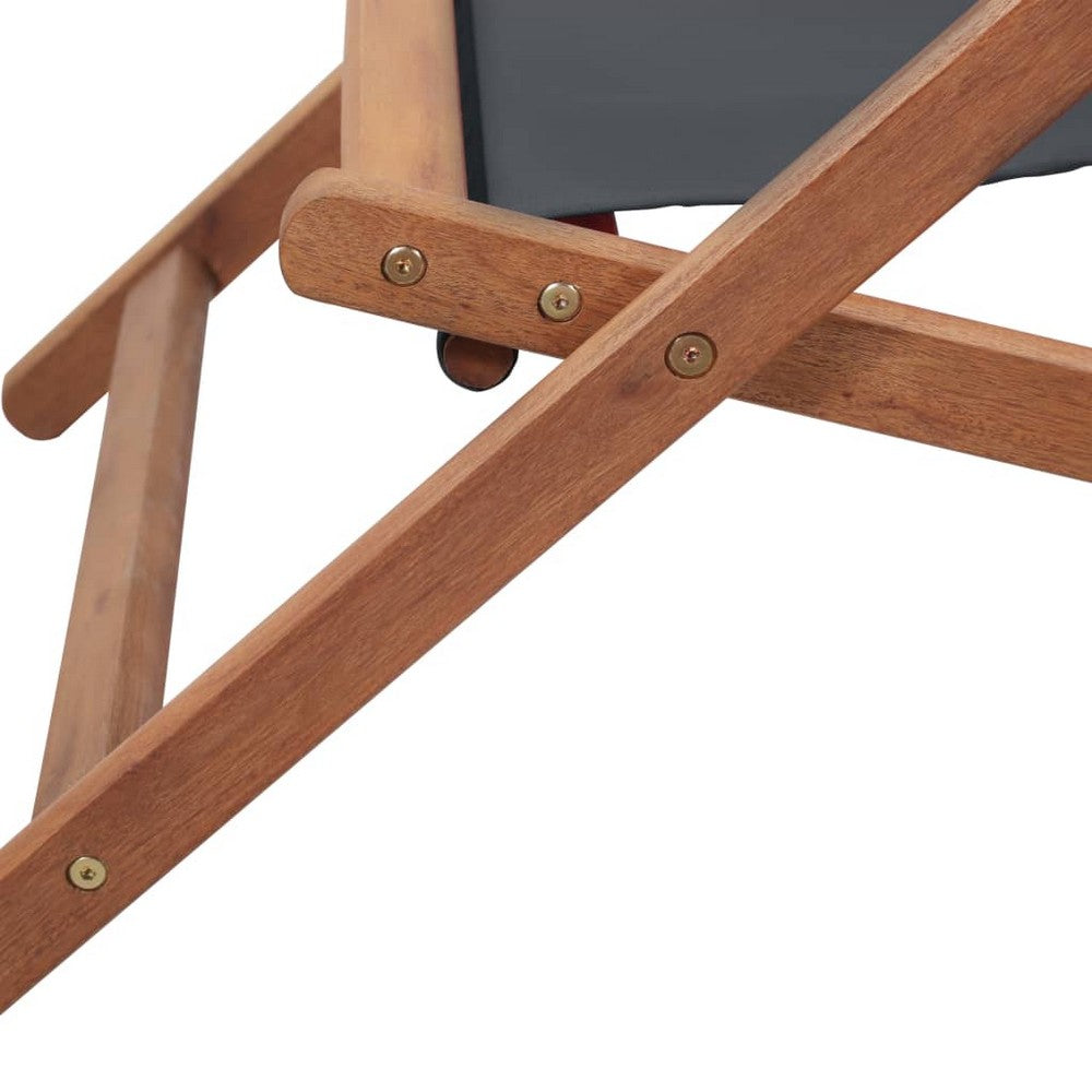 Saba Outdoor Adjustable Folding Beach Chair | Gray Eucalyptus Wood