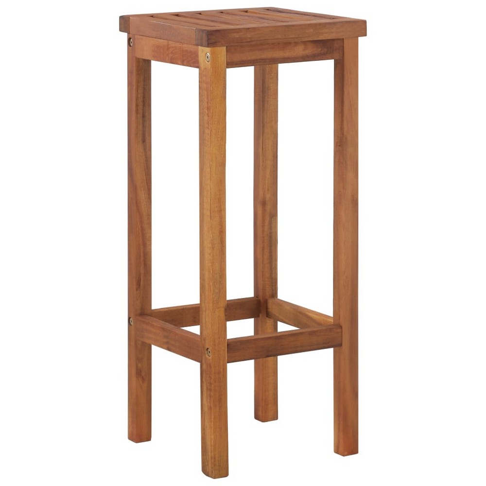 Raha Rustic-Style Outdoor Barstool Set of 2 | Brown Solid Acacia Wood