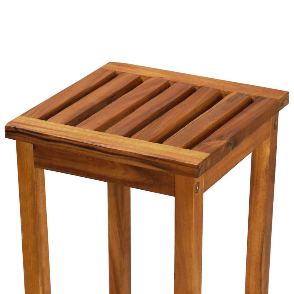Raha Rustic-Style Outdoor Barstool Set of 2 | Brown Solid Acacia Wood