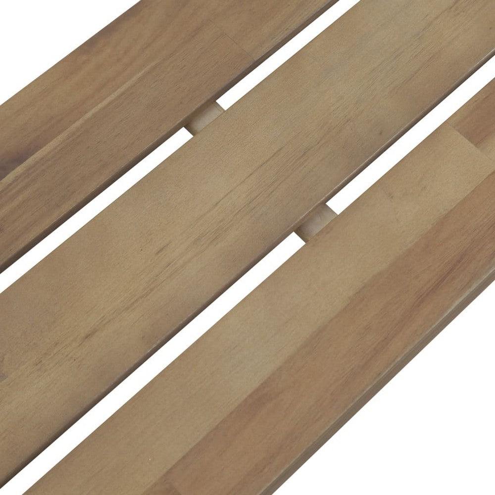 Draco Outdoor Garden Bench | Brown Acacia Wood | Gray Steel 47"
