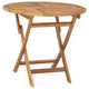 Alexa Outdoor Round Dining Table with Foldable Design | Brown Teak Wood 34"