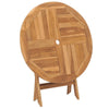 Alexa Outdoor Round Dining Table with Foldable Design | Brown Teak Wood 34"