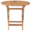 Alexa Outdoor Round Dining Table with Foldable Design | Brown Teak Wood 34"