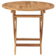 Alexa Outdoor Round Dining Table with Foldable Design | Brown Teak Wood 34"