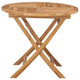 Alexa Outdoor Round Dining Table with Foldable Design | Brown Teak Wood 34"