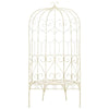 Amyra Arched Garden Bench | Decorative Inlays | White Wrought Iron 79"