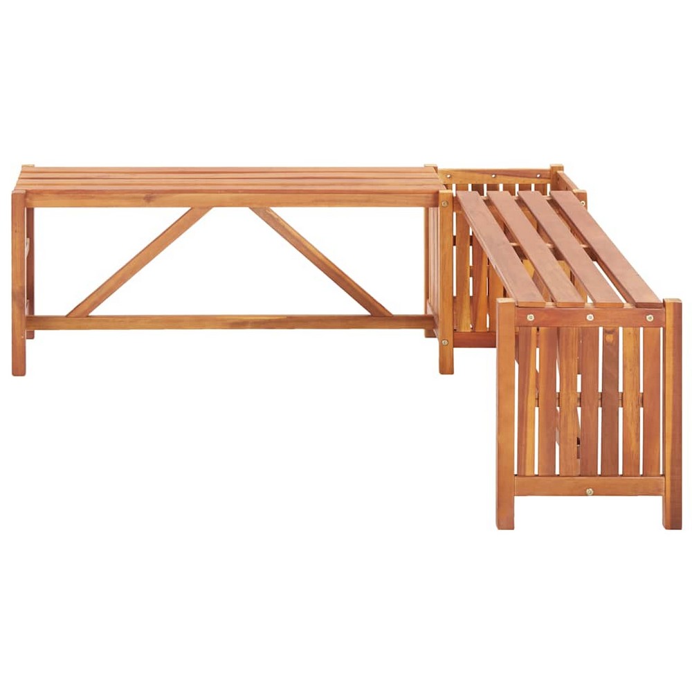 Kanit Corner Garden Bench with Built-In Planter | Solid Acacia Wood 46"