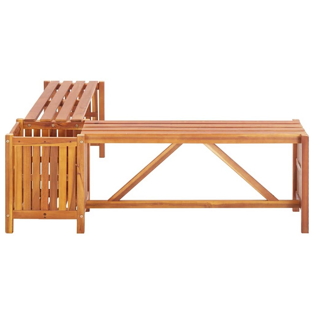 Kanit Corner Garden Bench with Built-In Planter | Solid Acacia Wood 46"
