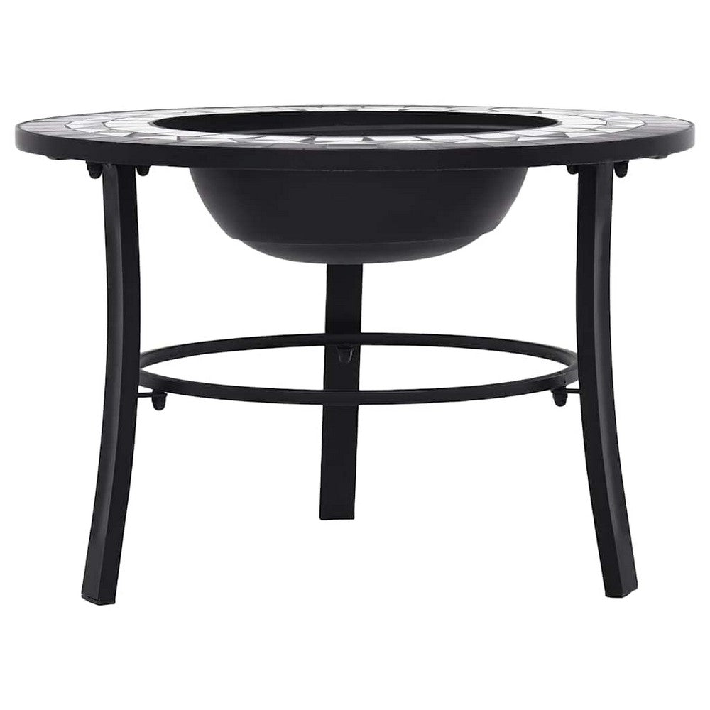 vidaXL Mosaic Fire Pit Black and White 26.8" Ceramic