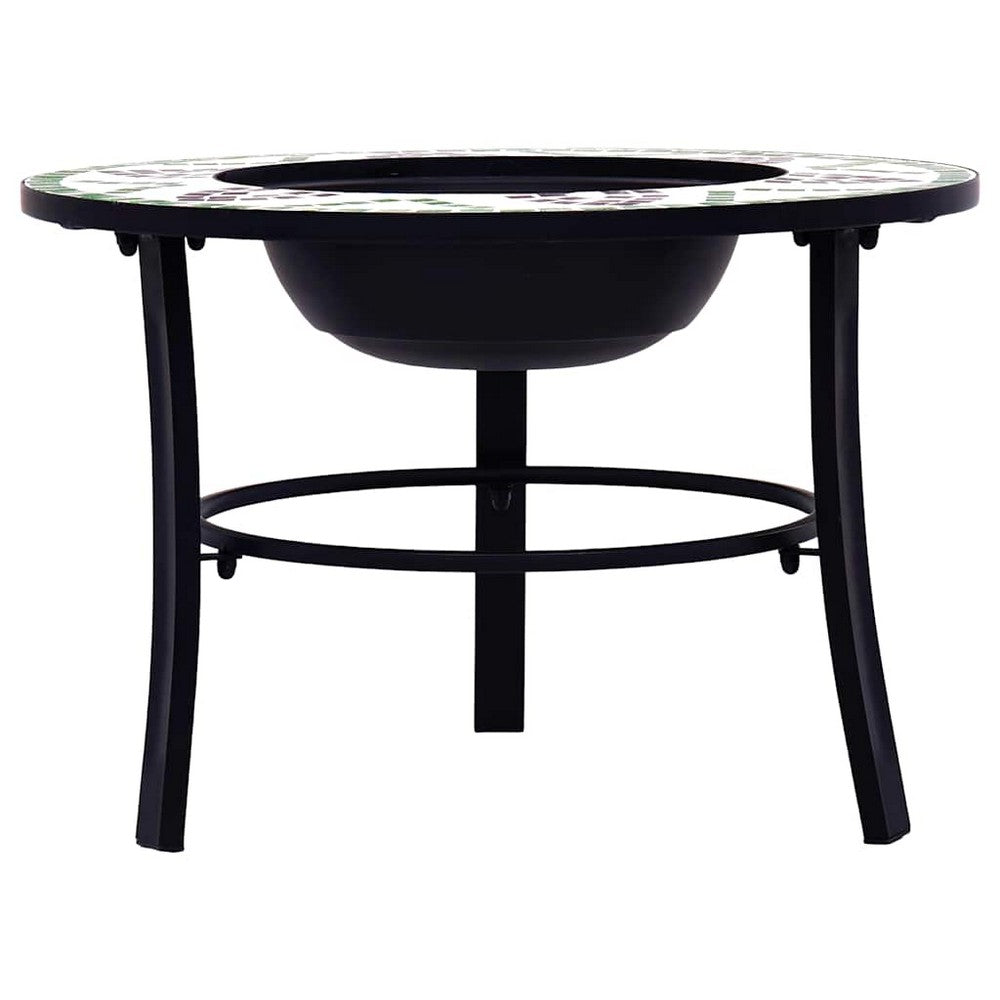 vidaXL Mosaic Fire Pit Green 26.8" Ceramic